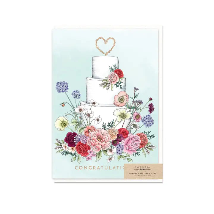 TYPOFLORA - "Floral Wedding Cake" GREETING CARD