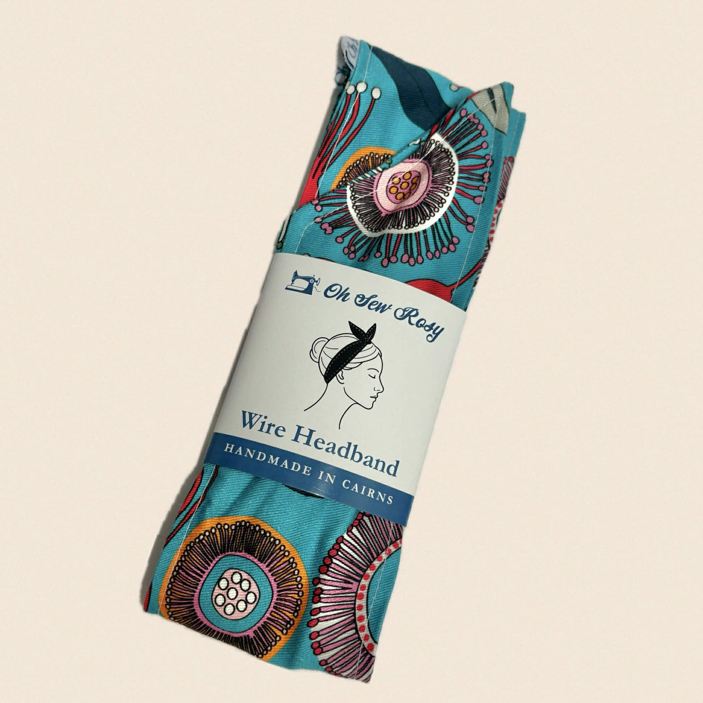 OH SEW ROSY: WIRE HEADBAND - Turquoise Natives (Jocelyn Proust Fabric)