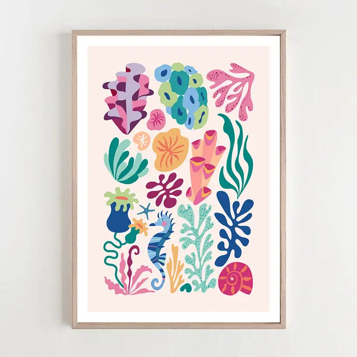 3 BIRDIES STUDIO- "Modern Coral" A4 Art Print