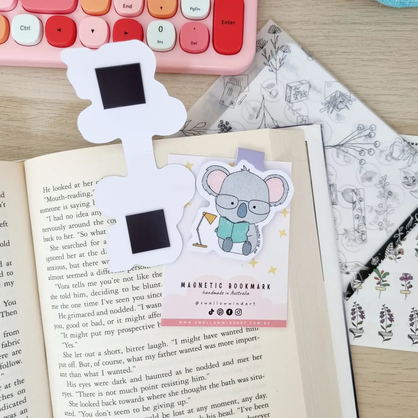 SWALLOW WIND ART - KOALA STUDY BUDY - MAGNETIC BOOKMARK