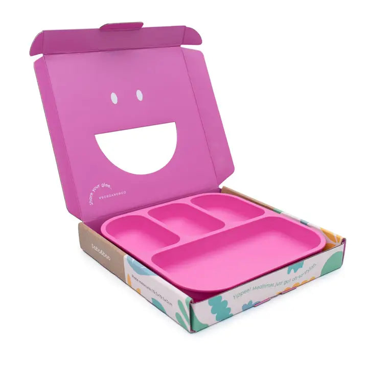 BOBO & BOO- Single Plant-Based Bento-Style Divided Plates - Pink