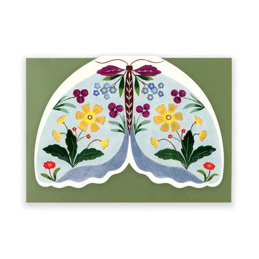 FLORA WAYCOTT - "Pale Blue Moth" Shaped Greeting Card