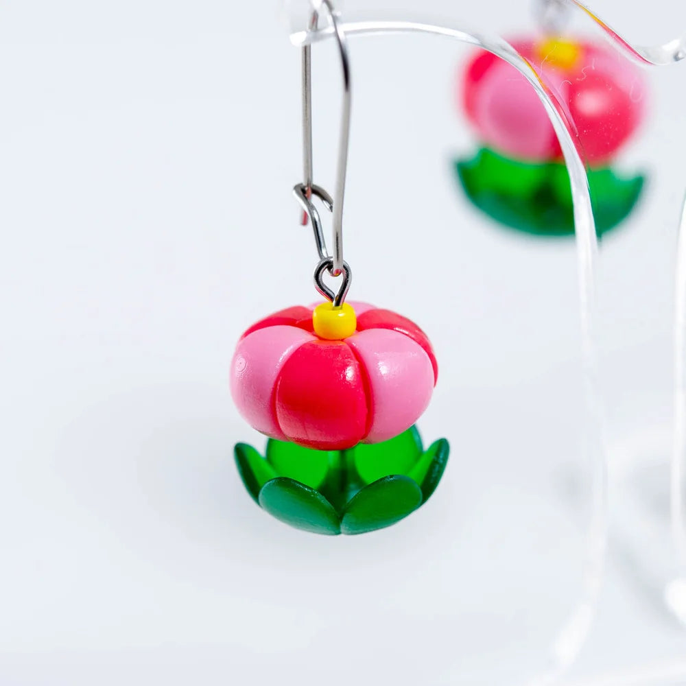 CLAIRE ISHINO- Balloon Bloom Earrings - Watermelon Pink