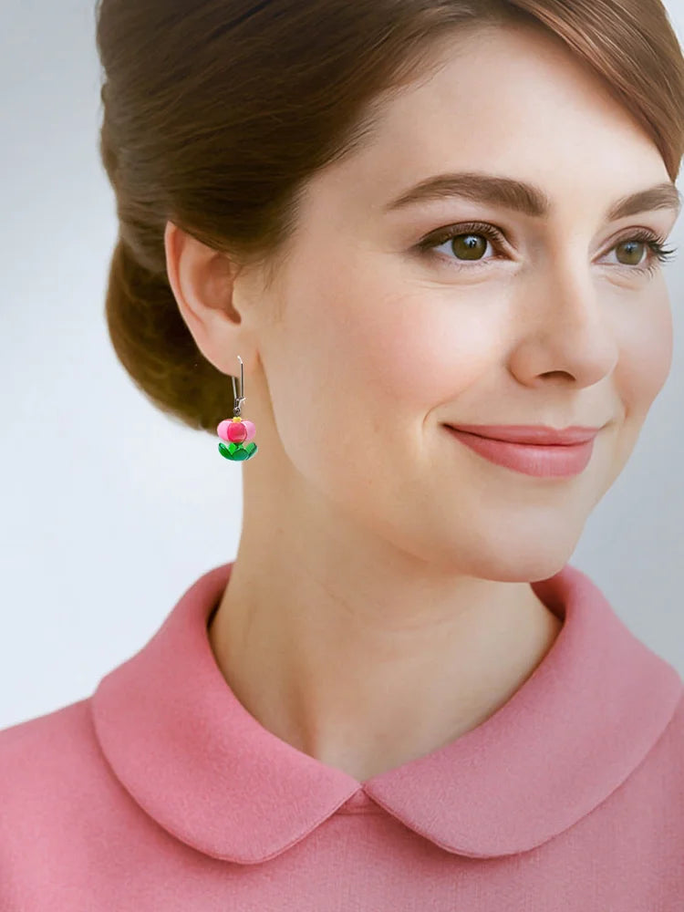 CLAIRE ISHINO- Balloon Bloom Earrings - Watermelon Pink