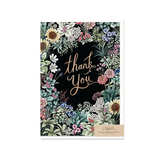 TYPOFLORA - "Flower Field Thankyou" GREETING CARD