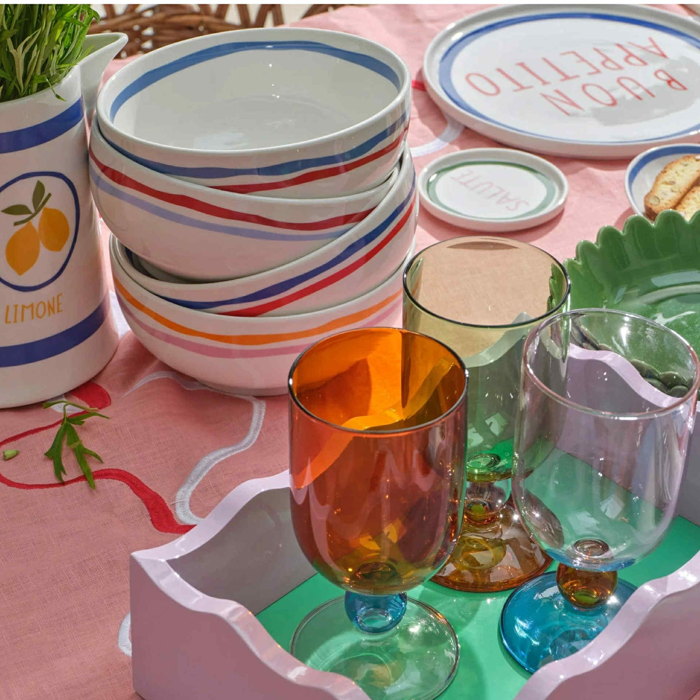 In The Roundhouse - "Italian" Bowl Set Red