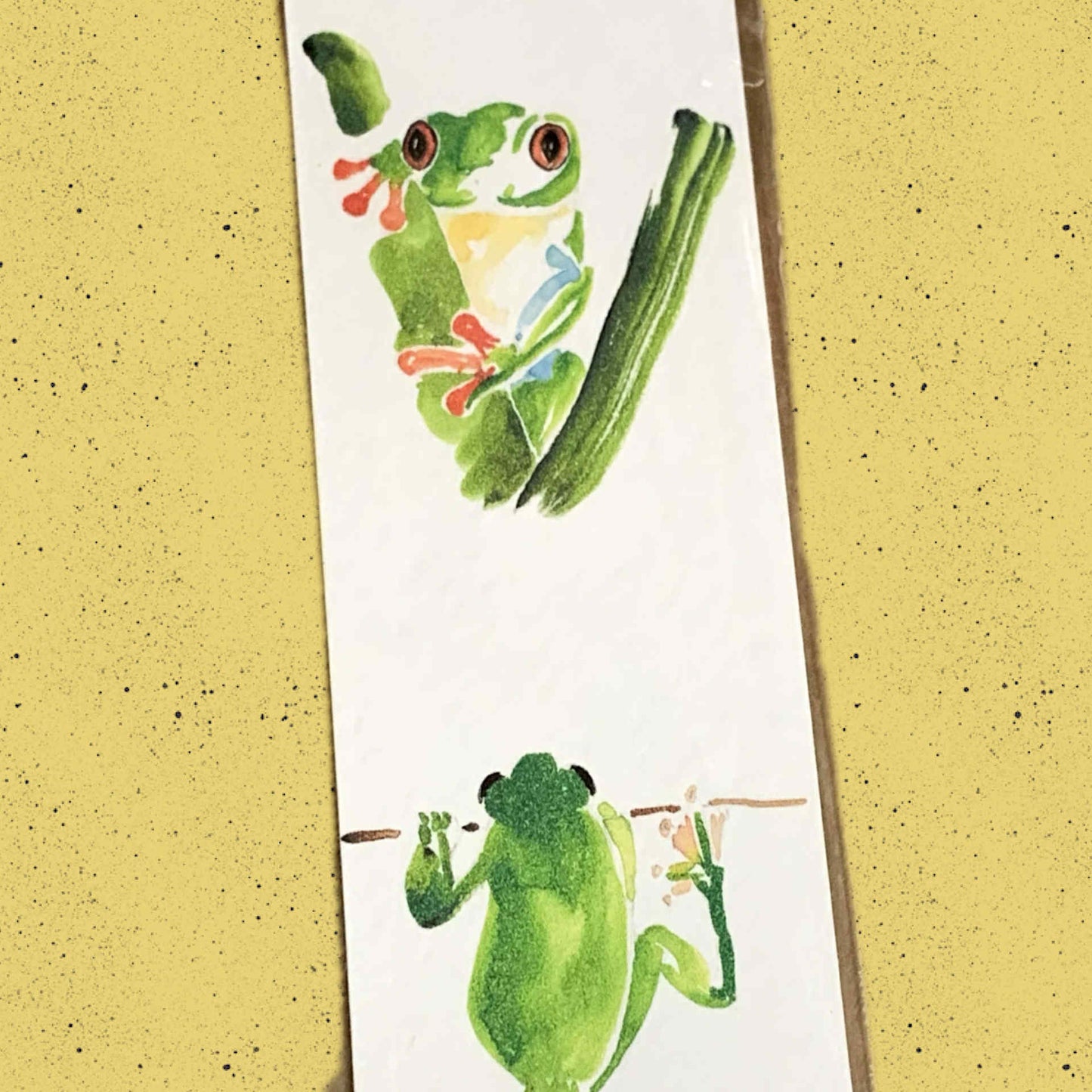 ESZTER'S CREATIONS- "Green Frogs" Bookmark- Textured Paper