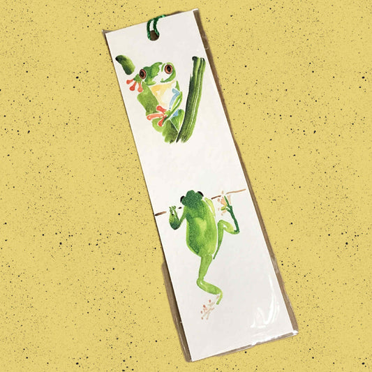 ESZTER'S CREATIONS- "Green Frogs" Bookmark- Textured Paper