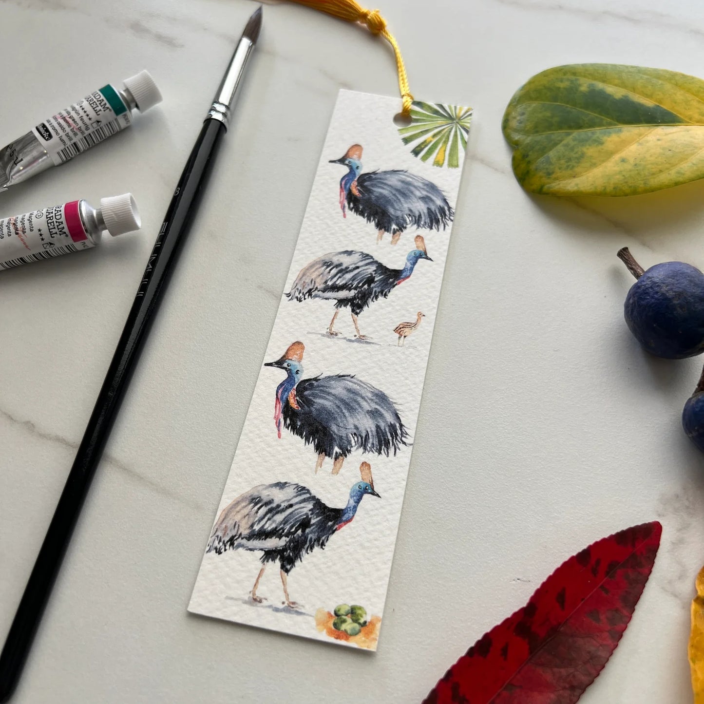 ESZTER'S CREATIONS- "Cassowary" Bookmark- Textured Paper