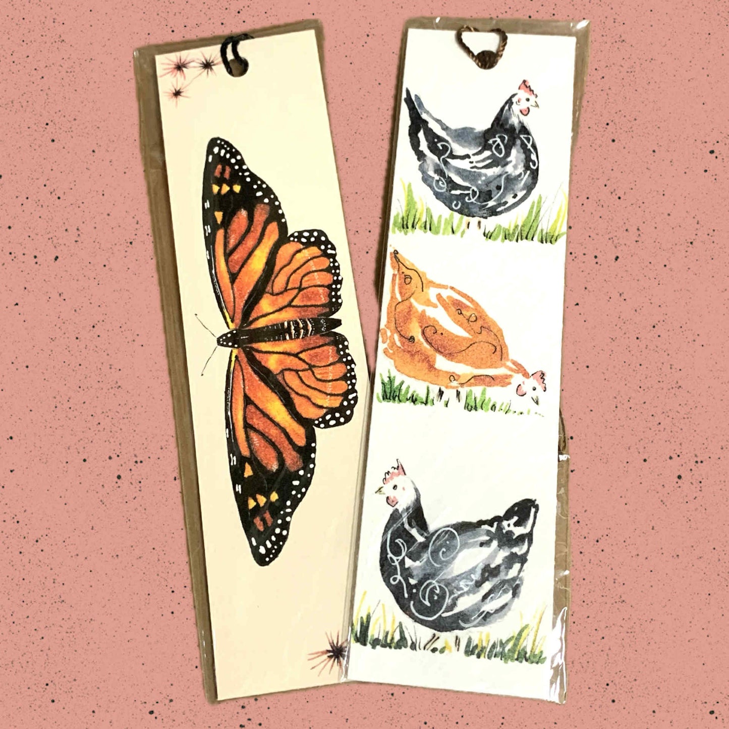 ESZTER'S CREATIONS- "Chickens" Bookmark- Textured Paper