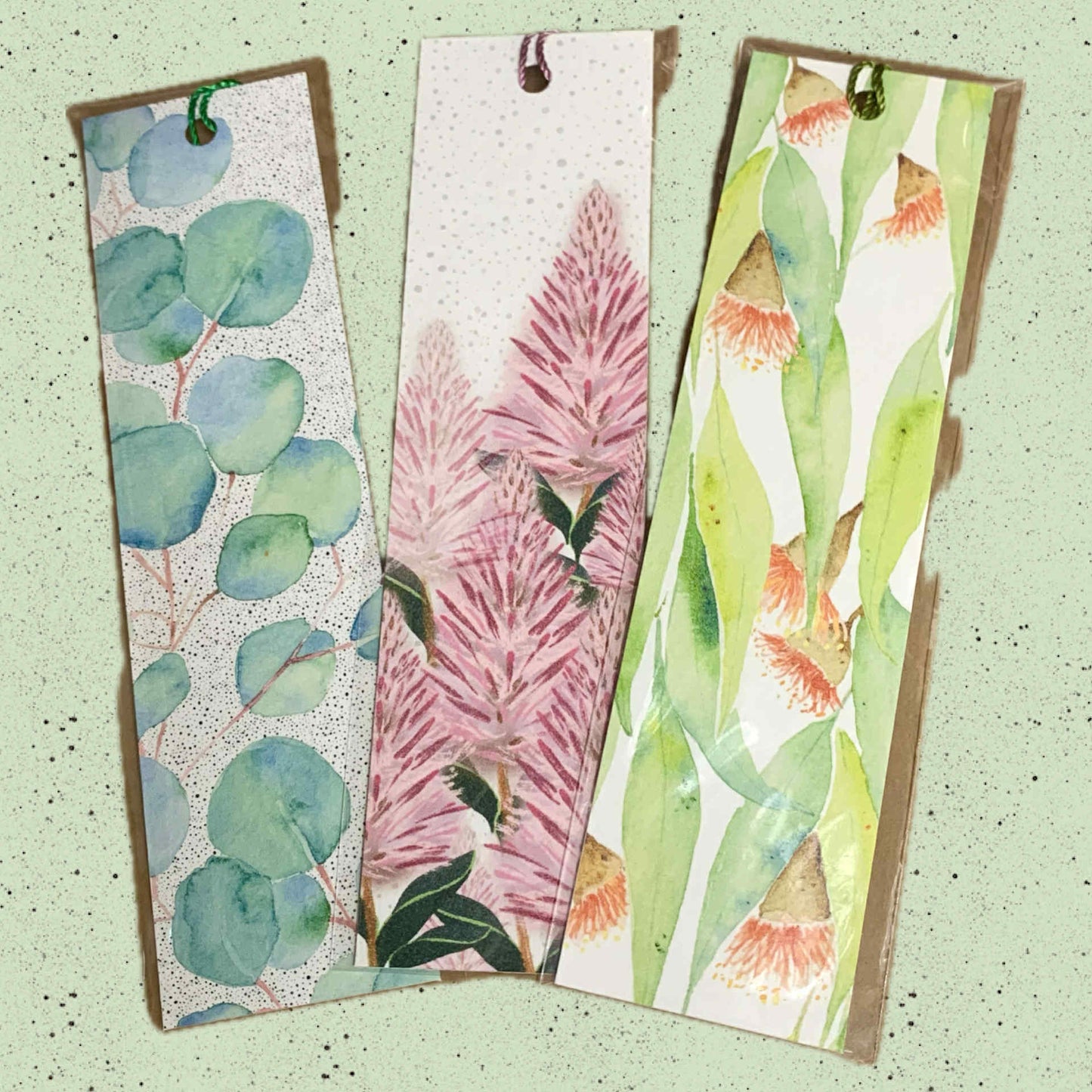ESZTER'S CREATIONS- "Eucalyptus Branch" Bookmark- Textured Paper