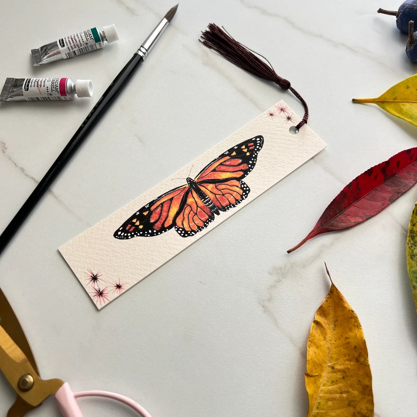ESZTER'S CREATIONS- "Monarch Butterfly" Bookmark- Textured Paper