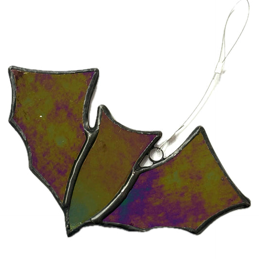 SWAN GLASS - Stained Glass Bat Iridescent Purple