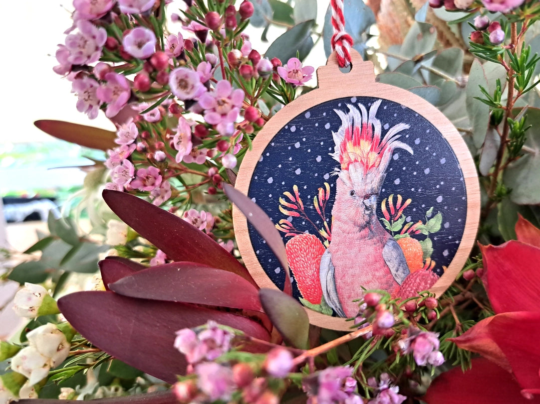 KAYLA REAY - Australian Eucalypt Ornament - Pink Cockatoo