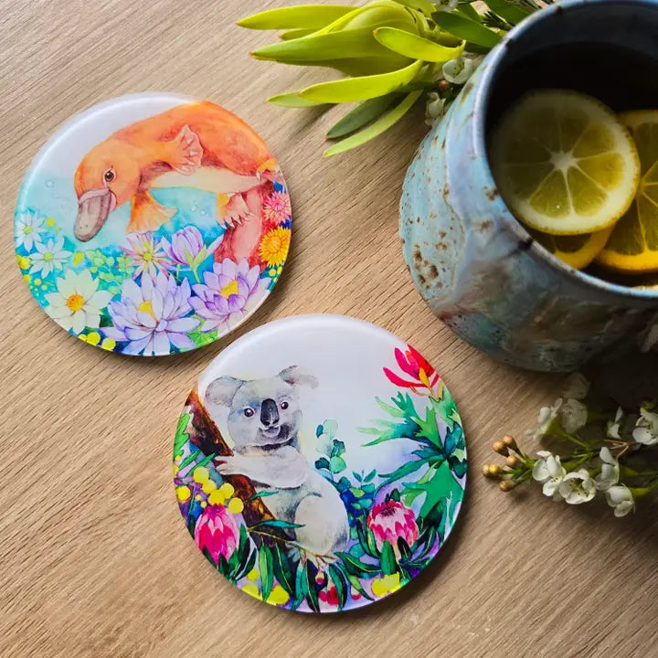 WATERCOLOURS BY CAT- Platypus- Australian Animal Art Coaster