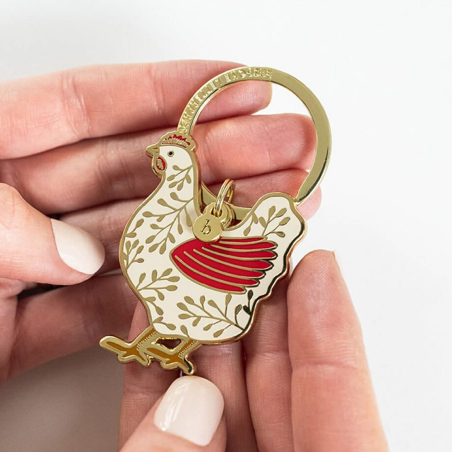 BESPOKE LETTERPRESS - Chicken - Enamel Key Ring