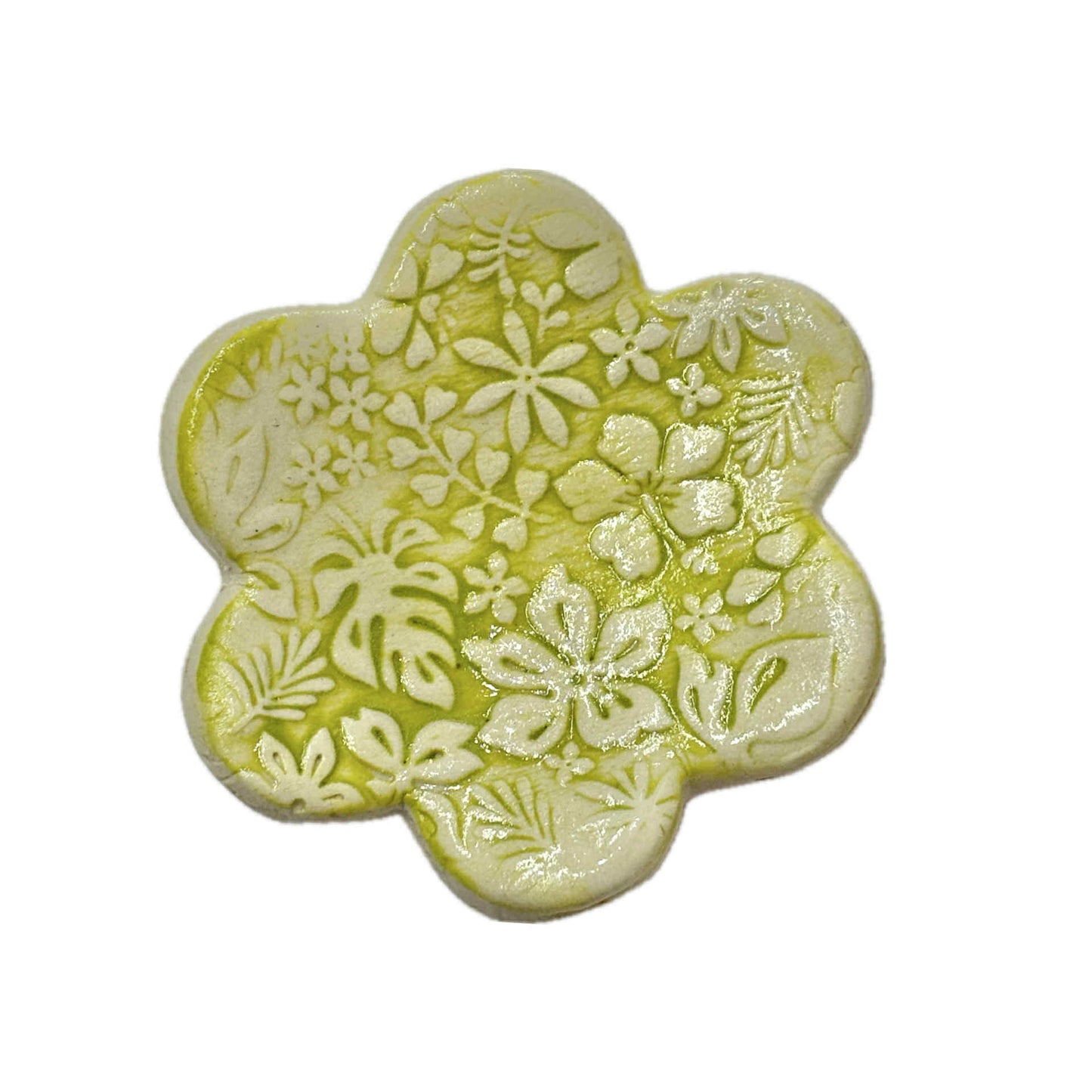 EARTH BY HAND- Clay Flower Trinket dishes - Green