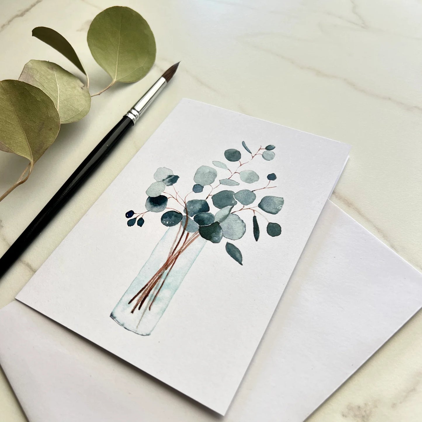 ESZTER'S CREATIONS- "Eucalyptus in Vase"- Greeting Card