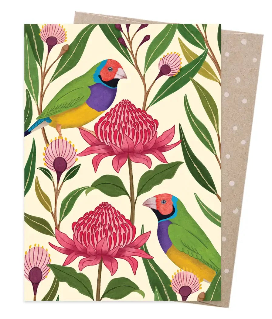 EARTH GREETINGS- Gouldian Finches Card