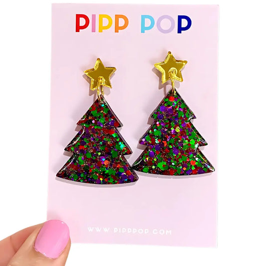 PIPP POP- Glitter Christmas Tree Dangles - Merry Christmas
