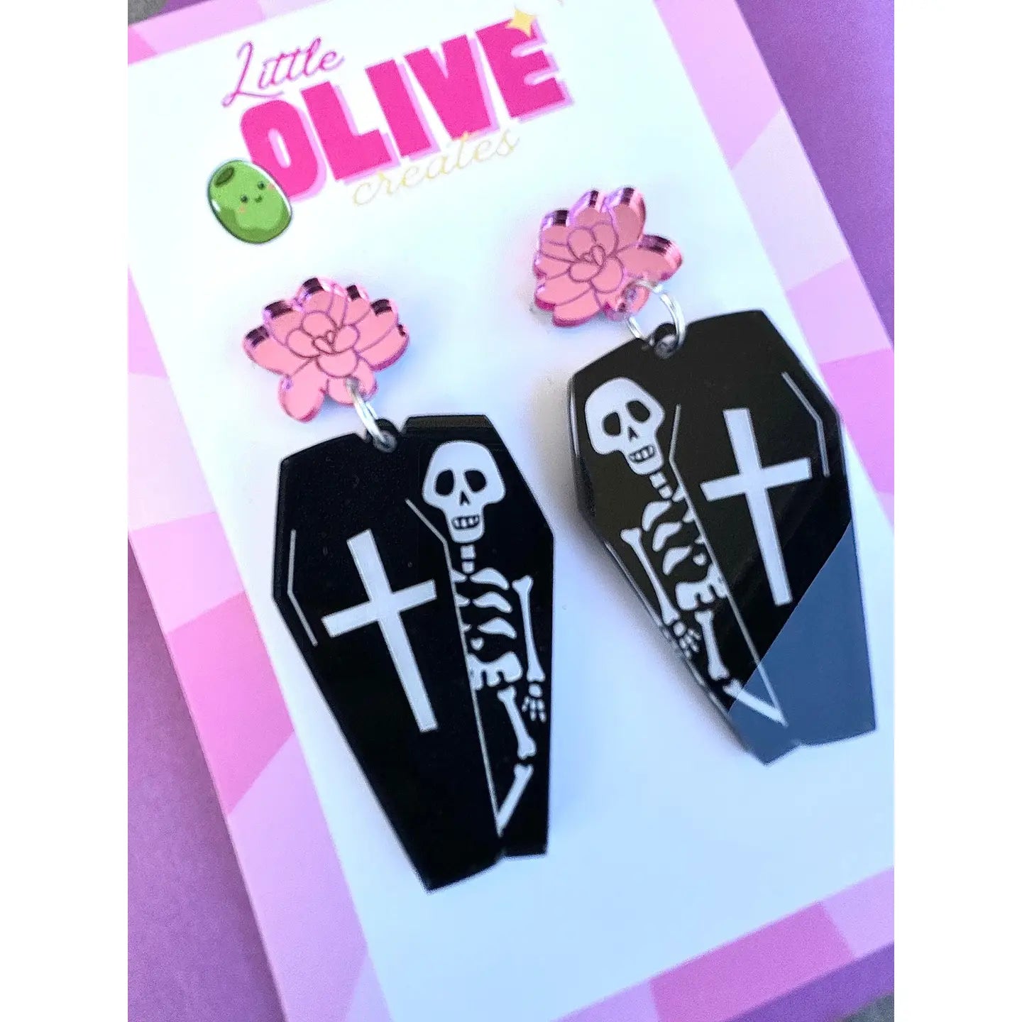 LITTLE OLIVE CREATES - Halloween Coffin Dangle Earrings