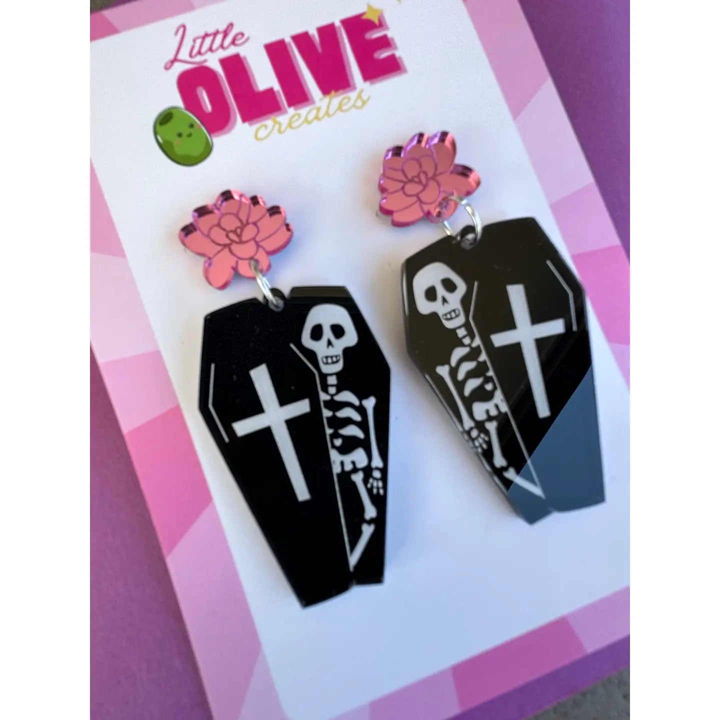 LITTLE OLIVE CREATES - Halloween Coffin Dangle Earrings