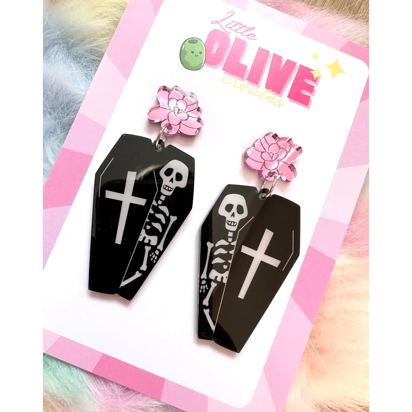 LITTLE OLIVE CREATES - Halloween Coffin Dangle Earrings