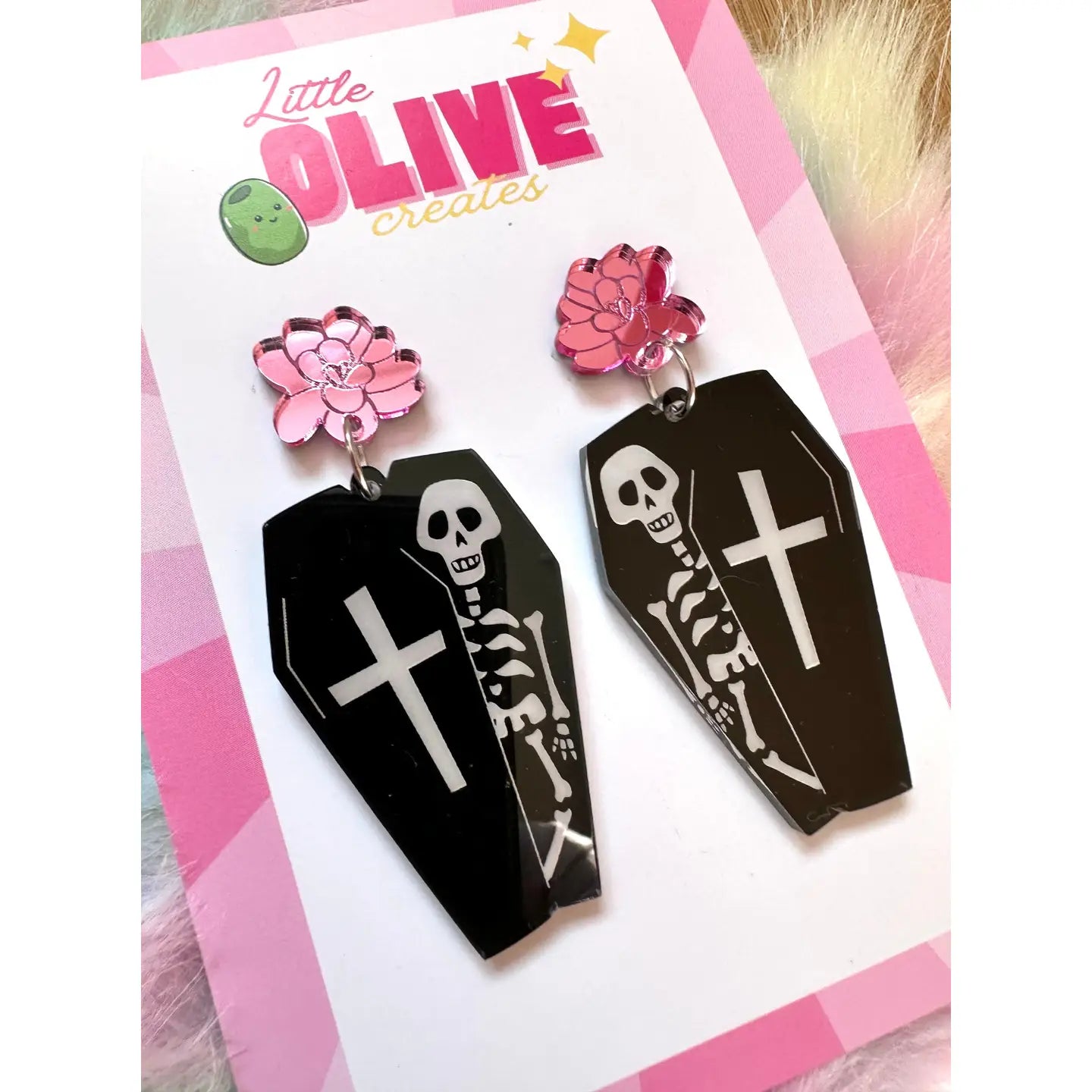 LITTLE OLIVE CREATES - Halloween Coffin Dangle Earrings