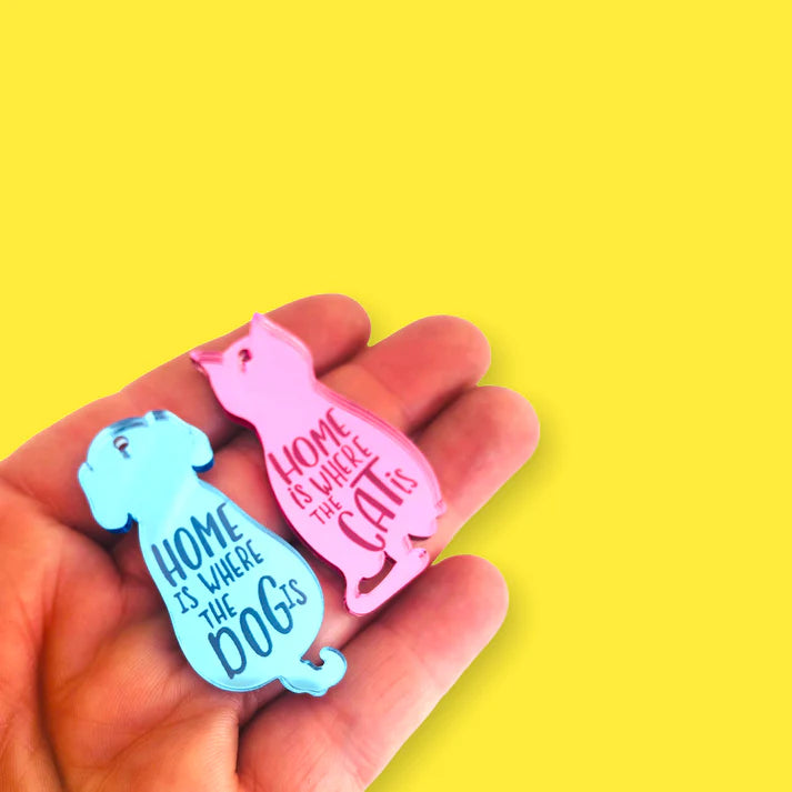 MAKIN' WHOOPEE - "Home is Where the Cat Is"- Hoop Dangles- Smokey Grey Mirror