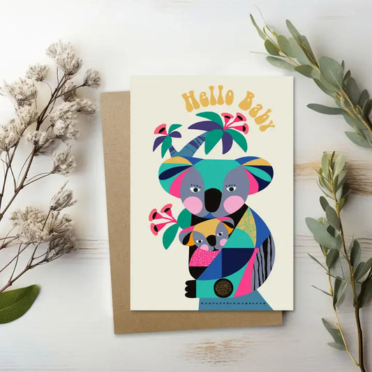 3 BIRDIES STUDIO- "Hello Baby-Koala"- Greeting Card