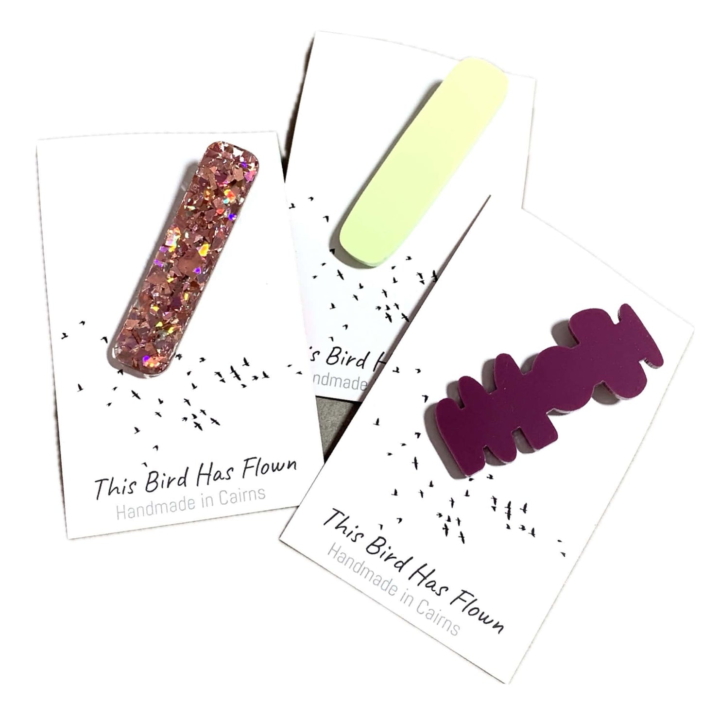 THIS BIRD HAS FLOWN - Sonic Wine Green - Small Acrylic Alligator Hair Clip