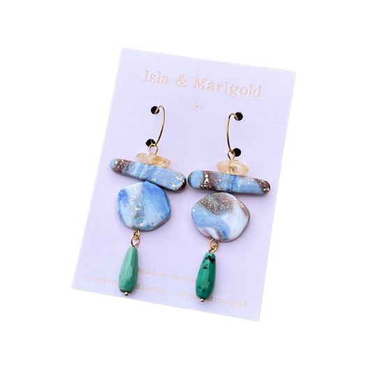 Isla & Marigold- Polymer Earrings- 'Boulder Opal' Citrine