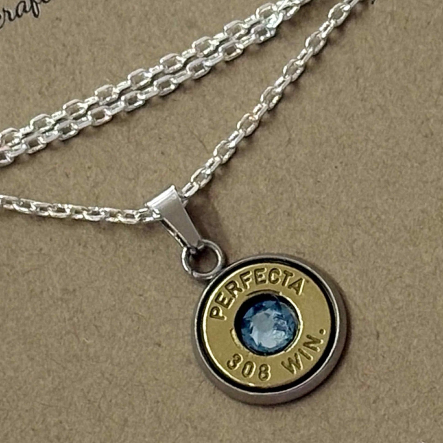 WILD BRASS- Pendant Necklace with Light Blue Swarovski Crystals