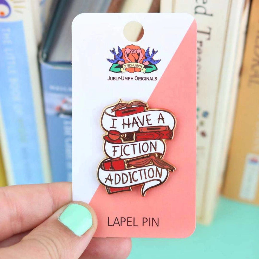 JUBLY-UMPH - "FICTION ADDICTION" Book LoverLAPEL PIN