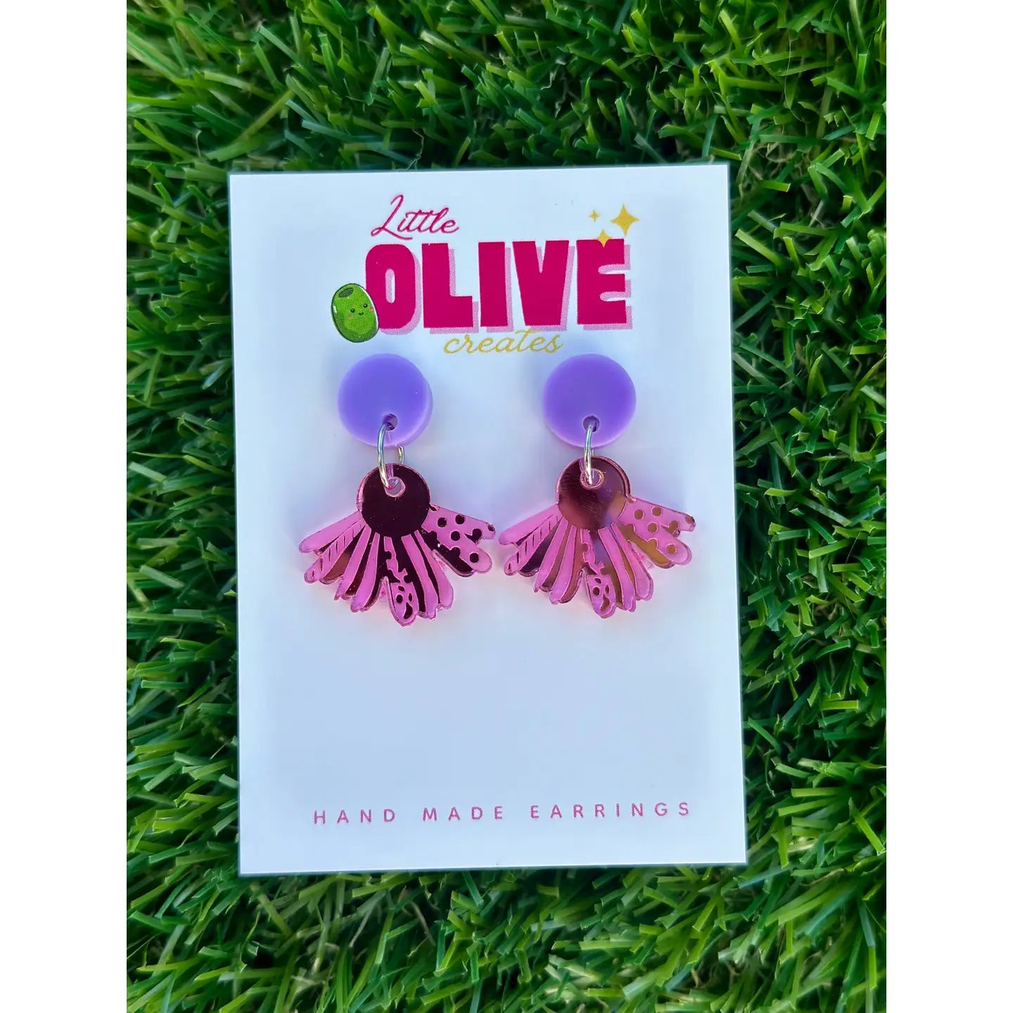 LITTLE OLIVE CREATES - Daisy Delight Garden Drop Dangle Earrings with Sparkle