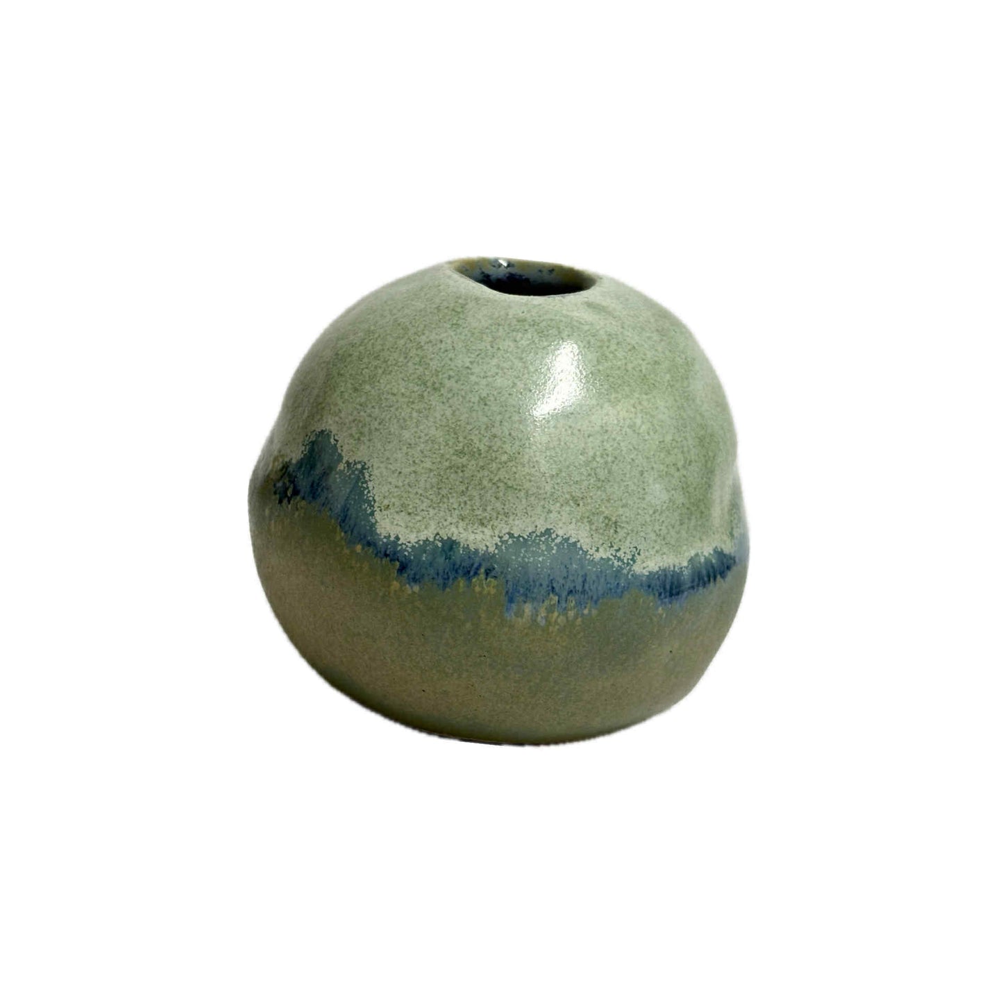 INSPIRED BY NATURE - Blue Mountains and Eucalypt Round Vase – Soft Green with Indigo Fade
