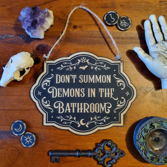 YISKA Don't Summon Demons in the Bathroom Sign
