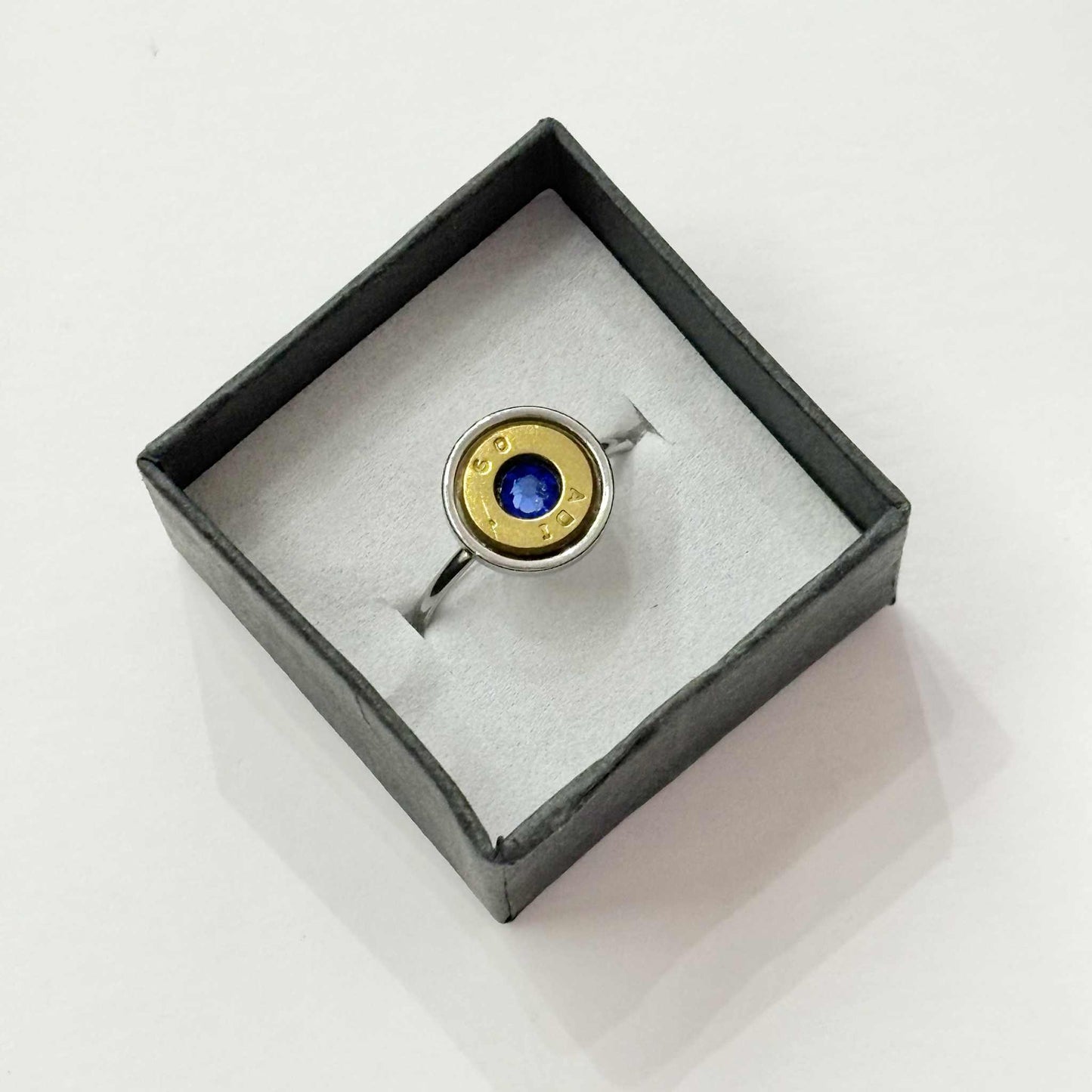 WILD BRASS- Adjustable Rings- Dark Blue Swarovski Crystal