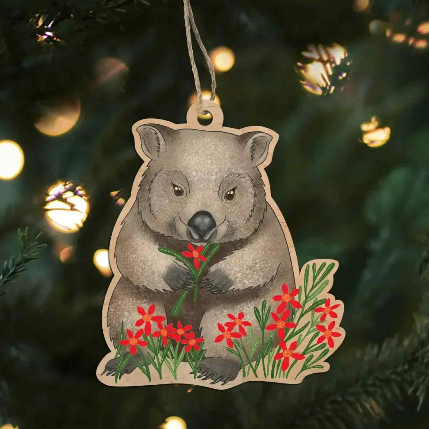 EARTH GREETINGS- Wombat's Meadow Wooden Decoration