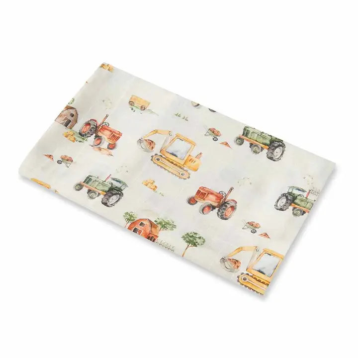 SNUGGLE HUNNY Diggers & Tractors Muslin Wrap