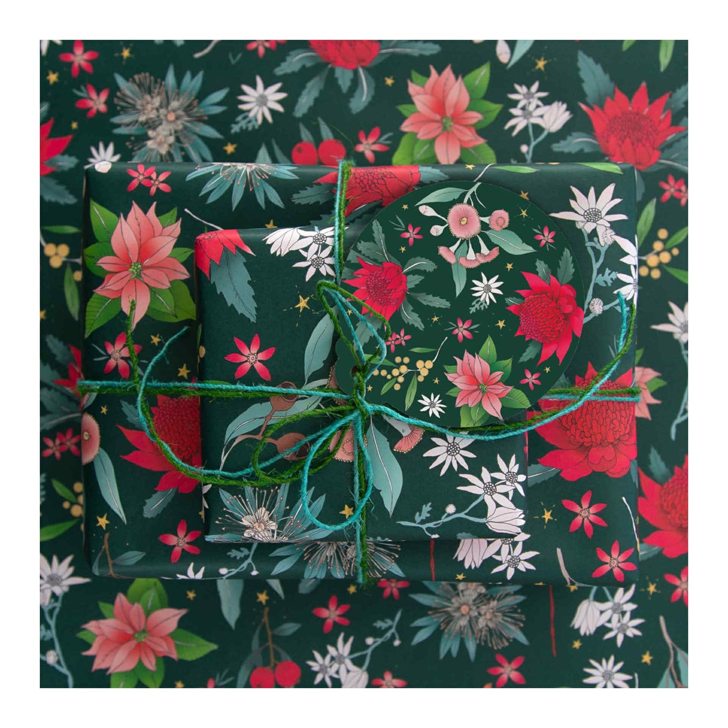 EARTH GREETINGS- Festive Floral- Folded Christmas Gift Wrap - Victora McGrane