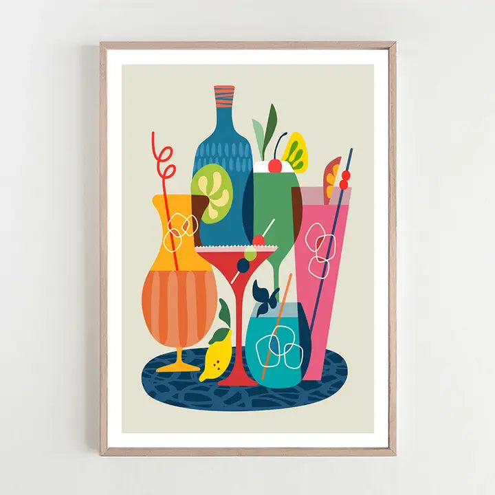 3 BIRDIES STUDIO- "Cocktails" A5 Art Print