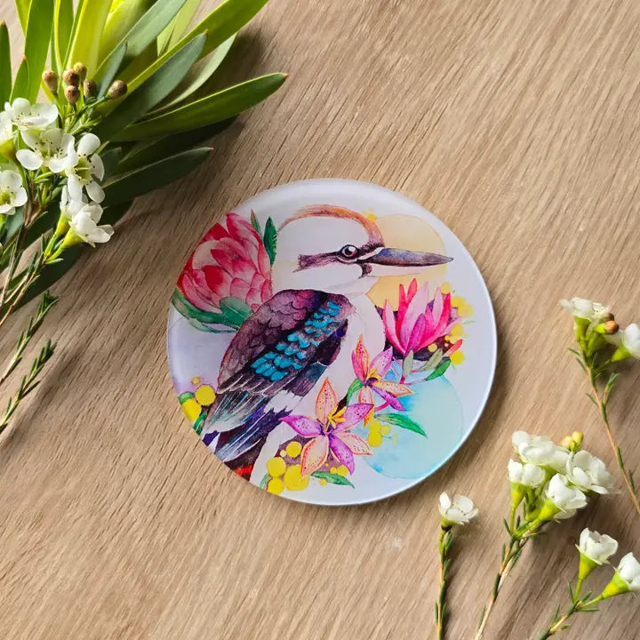 WATERCOLOURS BY CAT- Kookaburra- Australian Bird Art Coaster