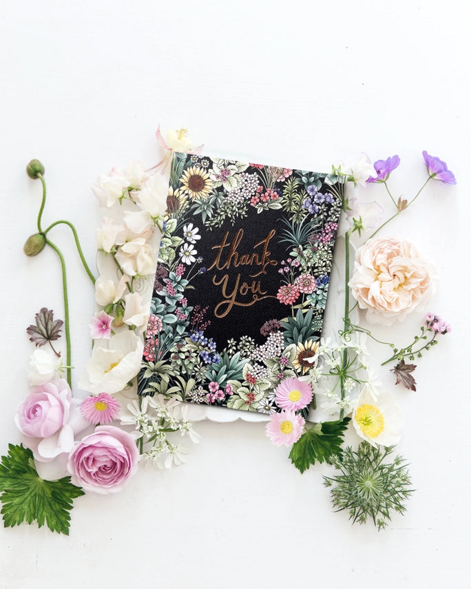 TYPOFLORA - "Flower Field Thankyou" GREETING CARD