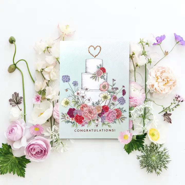 TYPOFLORA - "Floral Wedding Cake" GREETING CARD