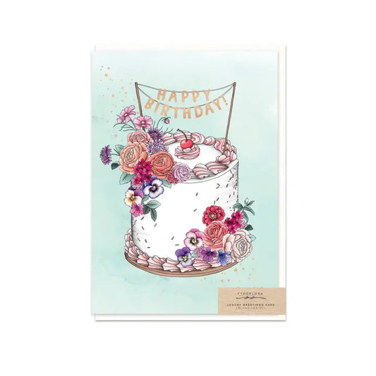 TYPOFLORA - "Floral Birthday Cake" GREETING CARD