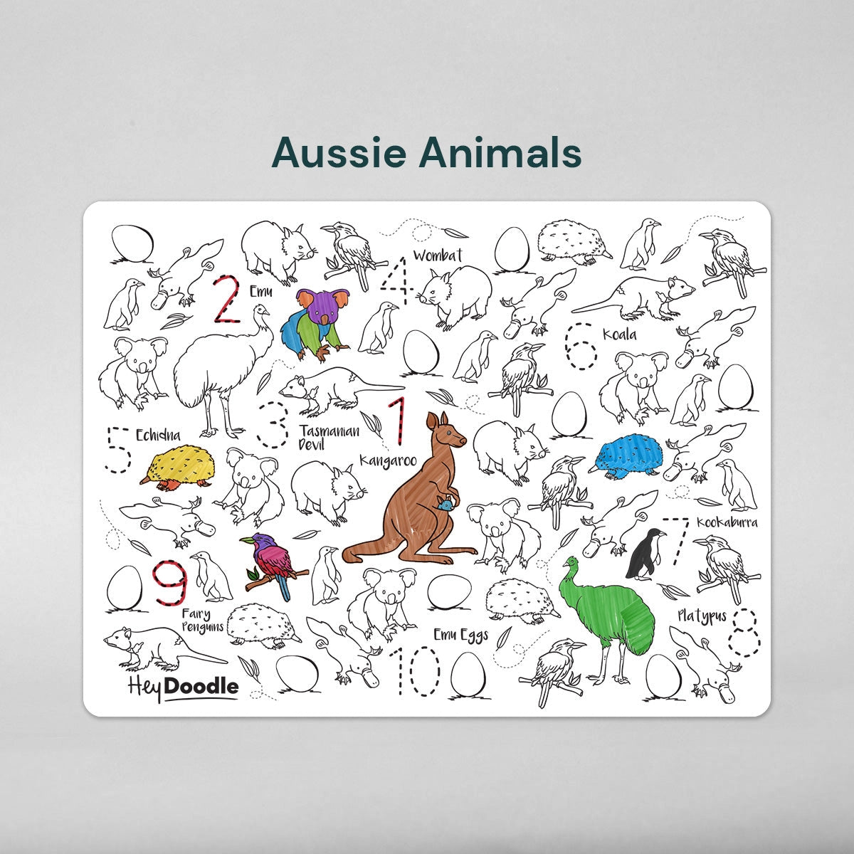 HEY DOODLE - AUSSIE ANIMALS - Classic Colouring & Doodle Mat