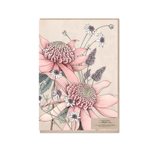 TYPOFLORA - "Pink Waratah" GREETING CARD
