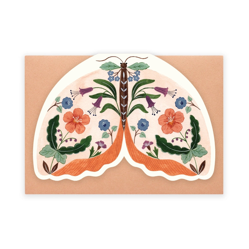 FLORA WAYCOTT - "Peach Moth" Shaped Greeting Card