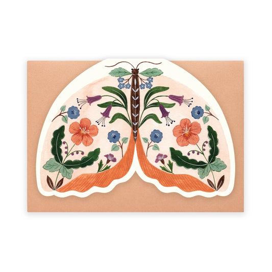 FLORA WAYCOTT - "Peach Moth" Shaped Greeting Card